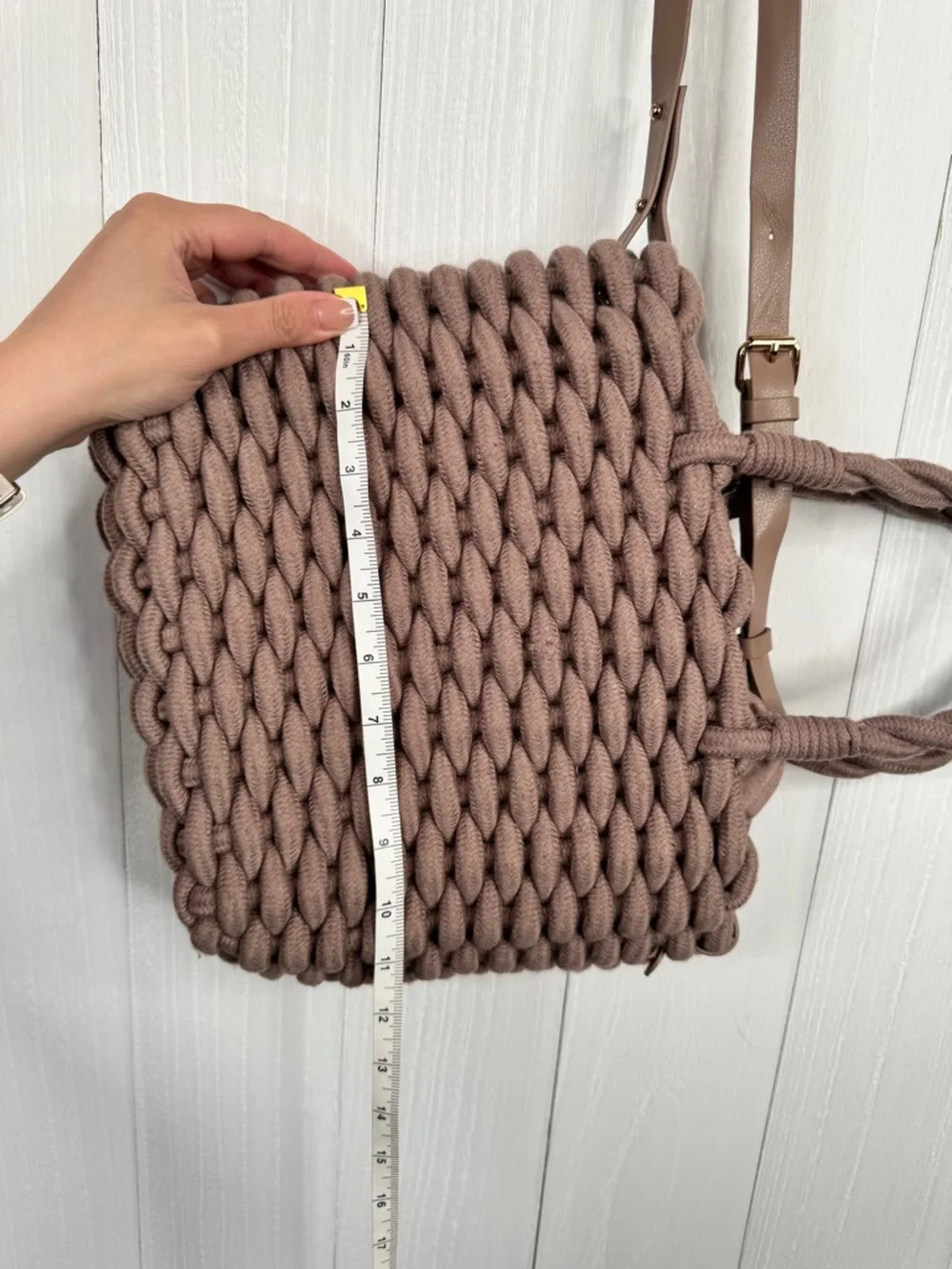 Zara Braided Rope Tote Bag in Taupe